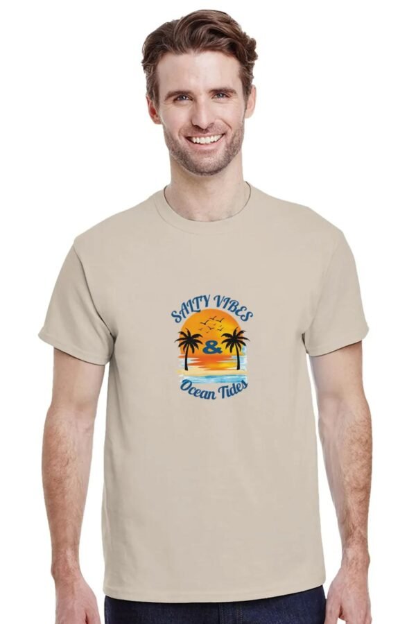 Salty Vibes & Ocean Tides T-Shirt - Casual Cotton Tee for Beach Lovers - Image 2