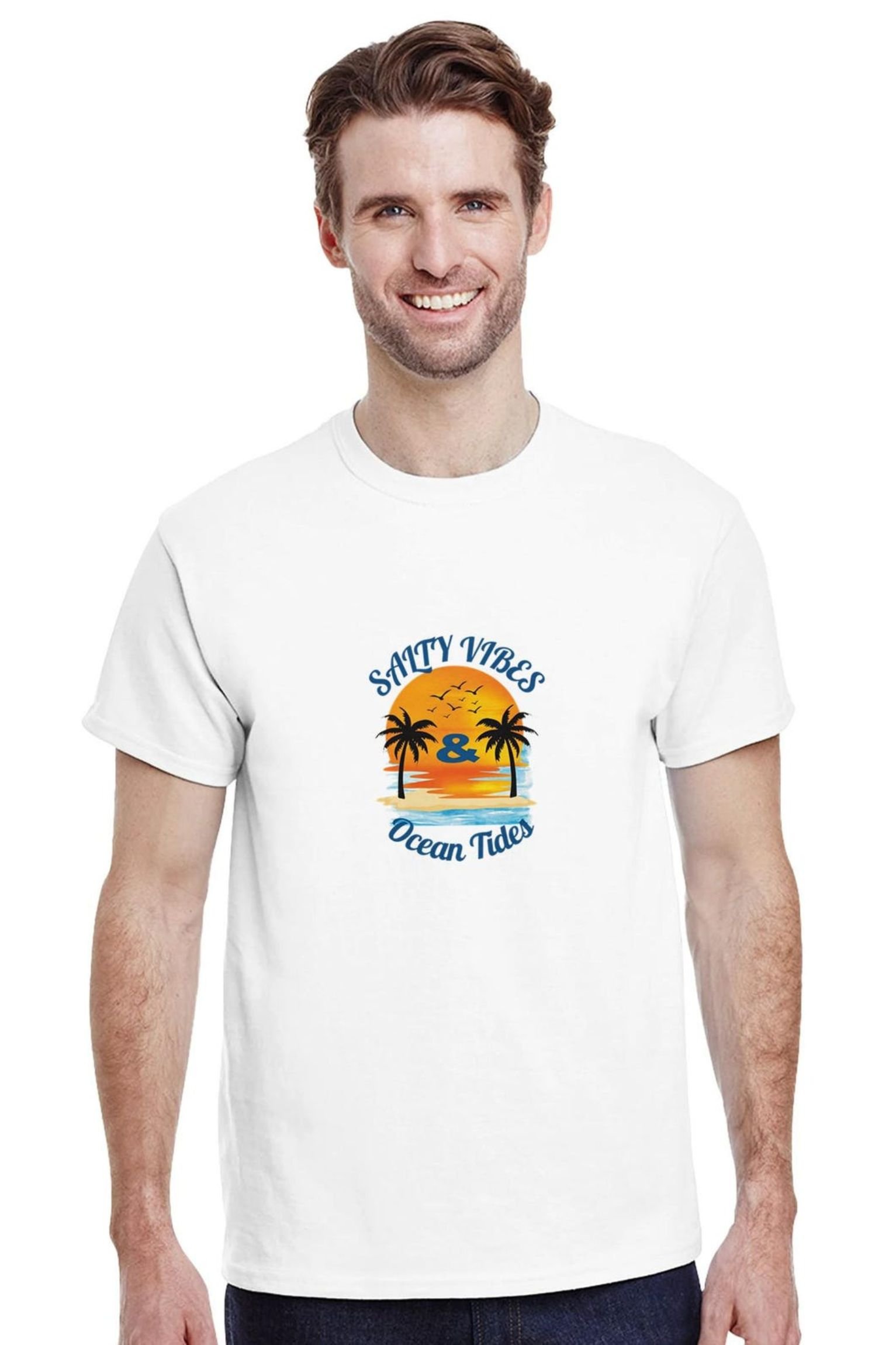 Salty Vibes & Ocean Tides T-Shirt – Casual Cotton Tee for Beach Lovers