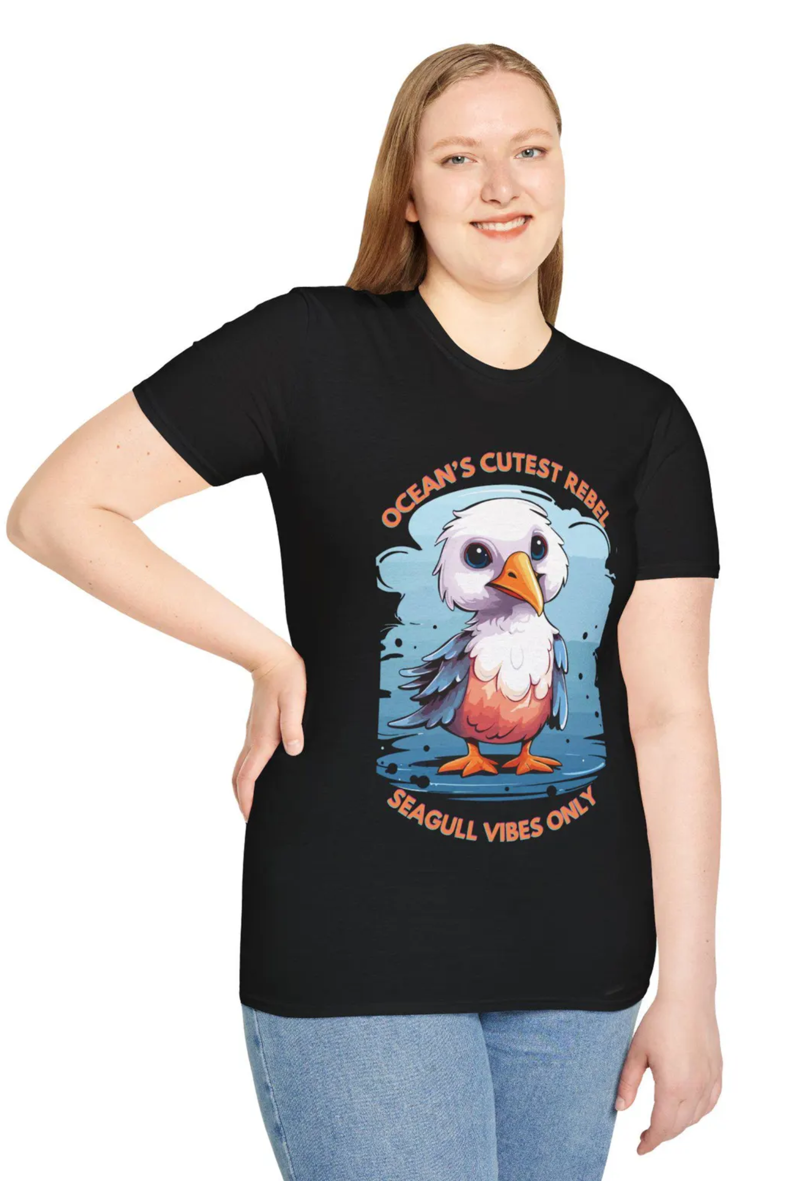 Ocean’s Cutest Rebel Seagull T-Shirt, Cute Seagull Shirt, Ocean Lover Gift, Beach Apparel, Funny Sea Animal Tee
