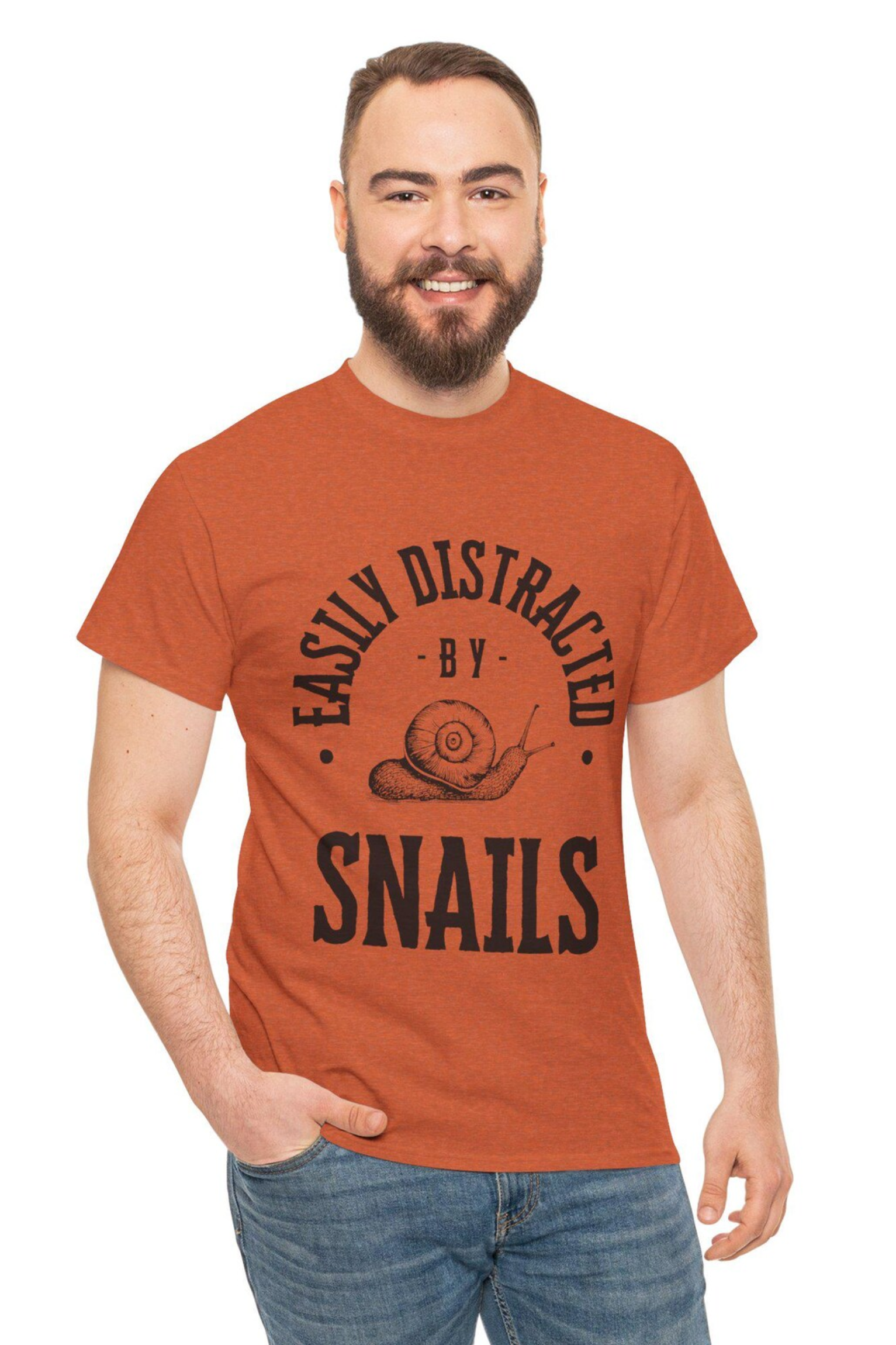 Easily Distracted by Snails Unisex Heavy Cotton Tee, Funny Snail Shirt, Nature Lover Gift, Cute Animal Tee, Casual Wear